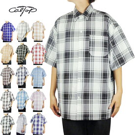 CALTOP キャルトップメンズ シャツ【クリックポスト発送】1000 SS CHECK SHIRTSショートスリーブチェックシャツブラック ブルー ネイビー チャコール ブラウン スカイブルー グレー ベージュ ホワイト レッド ピンク男女兼用 黒