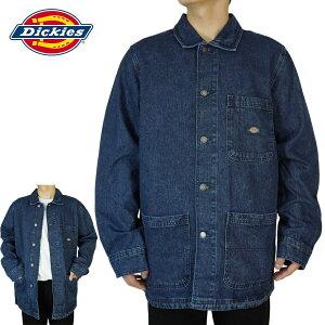 DICKIES �f�B�b�L�[�Y�����Y �W���P�b�g�f�j�� �`���A �R�[�g �J�o�[�I�[�� DENIM CHORE COAT COVERALL JACKETSTONEWASHED INDIGO BLUE �X�g�[���E�H�b�V�� �C���f�B�S�u���[�C���f�B�S �� �W�[���Y ���C���[�h