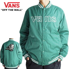 VANS ヴァンズ バンズメンズ ジャケットSIXTY SIXERS VARSITY JACKETシックスティxシクサーズ バーシティ ジャケットGREEN(グリーン)スカル どくろ ワッペン 刺繍 スタジャン ストリート スケート