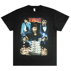 メンズ Tシャツ【クリックポスト対応可】SCARFACE TEE スカーフェイス 映画Tシャツトニーモンタナ ギャング マフィアブラック 黒 映画 MOVIE男女兼用 半袖 TSHIRTS抗争 クライム スリラー アル・パチーノ レディース