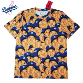 大谷翔平 Tシャツ 公式 ドジャース グッズクリックポスト対応可FOCO フォコ オフィシャルTシャツ 顔 総柄LA DODGERS ロサンゼルス ドジャースブルー ホワイト MLB デコピン 大谷 翔平 SHOHEI OHTANI サイン ロゴ
