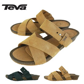 TEVA テバ1106861 MAHONIA SLIDEウィメンズ マホニア スライドBLACK(ブラック)CHIPMUNK(ベージュ）ブラウン 黒 茶 キャメル レディース サンダル 靴 レザー ウェッジソール 厚底