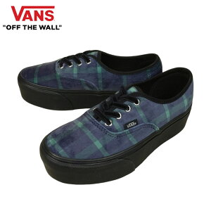 バンズ VANS ヴァンズ【箱無し】AUTHENTIC STAC オーセンティック スタック 厚底VELVET PLAID GREEN/BLACKベルベット チェック柄メンズ レディース スニーカー 靴 スケボーローカット プラットフォーム