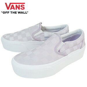 VANS �X�j�[�J�[VANS ���@���Y �o���YCLASSIC SLIP ON STACKFORM�X���b�|�� �X�^�b�N�t�H�[�� ����STAIN CHECKERBOARD LILAC�T�e�� �`�F�b�J�[�{�[�h ���C���b�N�� �p�[�v�� �� �����Y ���f�B�[�X �X�j�[�J�[ 