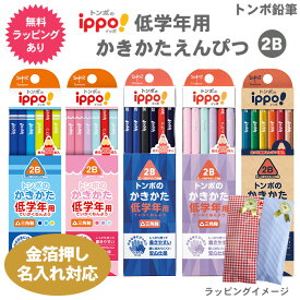 名入れ 鉛筆 トンボ鉛筆 ippo! 低学年用かきかたえんぴつ 鉛筆 1ダース 12本 ラッピングセット 三角軸 2B