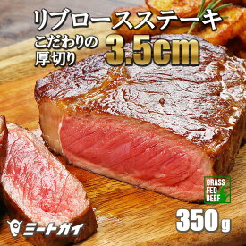こだわりの極厚切り！ニュージーランド産 リブロースステーキ 350g 【ミートガイPremium】グラスフェッドビーフ 牧草牛 牛肉ステーキ 牛肉 リブアイステーキ 厚切りステーキ -NZB350