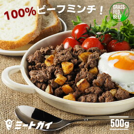 ミートガイ 100%グラスフェッドビーフミンチ 牧草牛 贅沢牛ひき肉/牛肉赤身率約80％ 業務用500g -B113