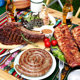(送料無料)スーパー盛り上がる！BBQセット 7人前 2.9kg BBQ 焼肉 ソーセージ ポークバックリブ ワニつめ肉 骨付きリブロースステーキ BBQソース SET056