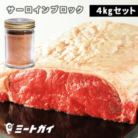 ステーキ肉 赤身 2キロ x2 グラスフェッドビーフ　サーロインステーキブロック肉 ステーキ 4kg（2kg×2）+ステーキスパイス 110g セット(送料無料)-SET012