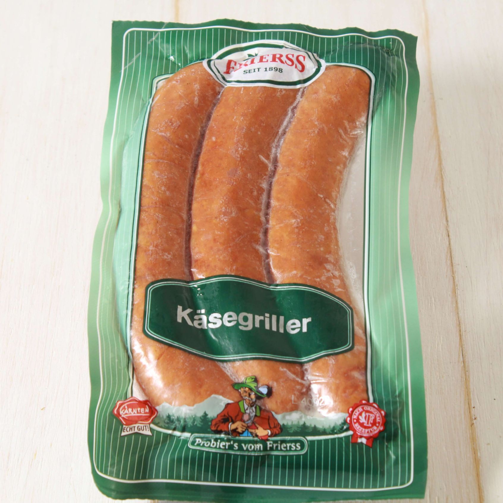 ヨーロッパ、特にドイツ語圏でソーセージといったら、この味です！ ビッグサイズ チーズ入りソーセージ「ケーゼグリラー」（3本入り）Big-sized Cheese-in Pork Sausages  3 pcs  SKU806