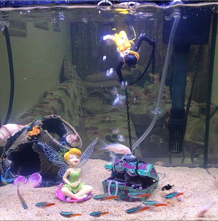 楽天市場】ダイバー 宝箱 アクアリウム 飾り 水槽 ブラック 