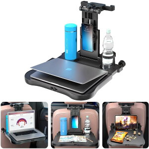 車 テーブル 後部座席 ヘッドレスト テーブル 車用 デスク 車内食事用テーブル リアシート テーブル カー テーブル 車載テーブル 360度回転携帯電話ホルダー付き 滑り止め 拭きやすい 折り畳