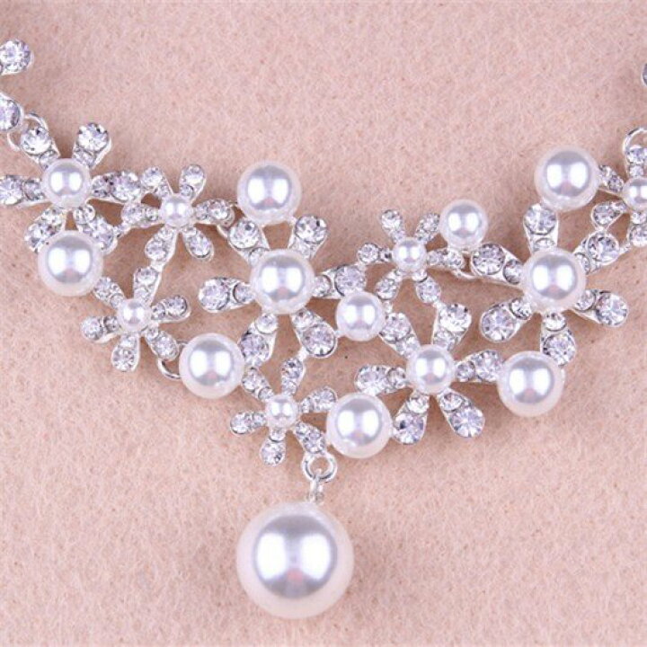 ティアラ ネックレス イヤリング 3点 セットウェディングアクセセット アクセサリー パールティアラ 披露宴 花嫁 二次会 結婚式 ウエディングパーティー H03 安カワアクセサリーMuse本店 ティアラ ネックレス イヤリング シルバー ウェディング 結婚式 A11