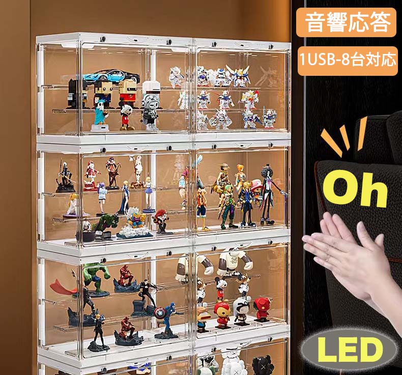 楽天市場】【LEDライト】電飾3階フィギュアケースLEDクリアケース透明