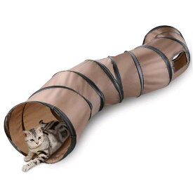 「2セット」猫 おもちゃ キャットトイ ネコトンネル ペット折りたたみ可能 水洗い可能 S型 2穴付きキャット 長いトンネル 猫遊び ペット用品