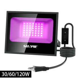 【7月4日20時〜P5倍&最大2000円OFFクーポン】ブラックライト アニサキス led 30W 60W 120W強力紫外線ブラックライト 蛍光灯 紫外線uvブラックライト 紫外線ライト 紫外線投光器 uvライト led投光器 極薄型 IP66防水180°回転 1.8コード PSE適合 舞台照明 店舗壁面