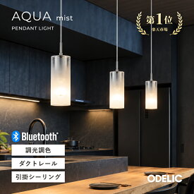 ペンダントライト AQUA アクア Mist ミスト 霧 ガラス おしゃれ ダイニング LED 吊り下げ灯 1灯 小型 玄関 トイレ 透明 電球色/温白色/昼白色/Bluetooth調光調色 60W相当 電球交換可 引掛シーリング取付/ダクトレール取付