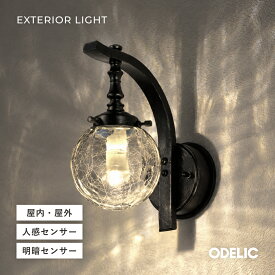 ブラケットライト ポーチライト エクステリアライト 玄関灯 屋内外兼用 おしゃれ 外灯 LED 電球色 防雨型 ヒビ模様 アンティーク レトロ ヴィンテージ 壁付け 鉄色ラスティ 別売センサー(明暗/人感)※工事必要