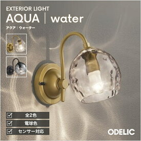 ブラケットライト AQUA アクア 水面 ウォーター ※手造り品のため寸法や外観の個体差、気泡がある場合があります 別売センサー（明暗・人感・人検知カメラ付き）※工事必要 防水パッキンレス型 洋風 屋内屋外兼用 電球色(2700K)
