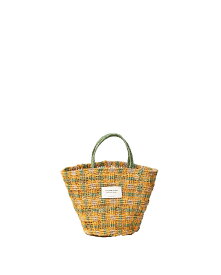 【正規取扱店】beautiful people abaca knitting small tote bag yellow×green(ビューティフルピープル)