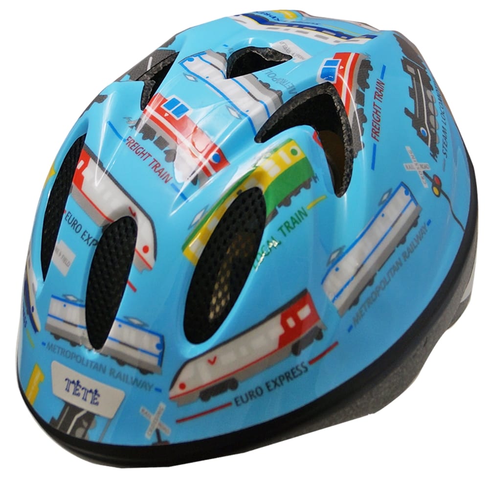 激安卸販売新品 TETE スプラッシュハート XSサイズ トレイン水色 キッズヘルメット 徳島双輪