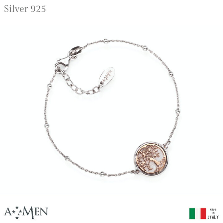 楽天市場】AMEN 生命の樹 ブレスレット シルバー ローズ イタリア製 