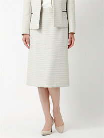 【クーポン10％OFF】【セット割対象】タイトスカート ウォッシャブル 洗える ストレッチツイード 織柄 ベージュ ホワイト・ザ・スーツカンパニー スーツスクエア 入学式 卒業式 セレモニー オフィス ビジネス 着回し レディーススーツ