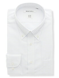 ワイシャツ メンズ 長袖 形態安定 抗菌 ボタンダウンカラー 織柄 FIT ドレスシャツ ブルー ザ・スーツカンパニー スーツスクエア