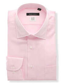 ワイシャツ メンズ 長袖 形態安定 抗菌 ワイドカラー 織柄 BASIC ドレスシャツ ピンク ザ・スーツカンパニー スーツスクエア