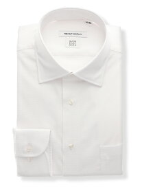 ワイシャツ メンズ 長袖 形態安定 THERMO LITE ワイドカラー 織柄 FIT ドレスシャツ ホワイト 白 ザ・スーツカンパニー スーツスクエア
