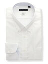ワイシャツ メンズ 長袖 形態安定 COOL MAX ボタンダウンカラー 織柄 BASIC ドレスシャツ ホワイト 白 スーツスクエア ザ・スーツカンパニー