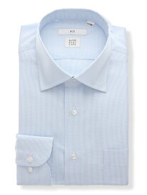 【4点で25％OFF】ワイシャツ メンズ 長袖 形態安定 ストレッチ COOL MAX ワイドカラー 織柄 FIT ドレスシャツ ビジネスシャツ ブルー スーツスクエア ザ・スーツカンパニー
