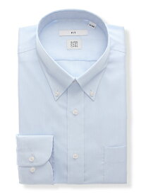 【4点で25％OFF】ワイシャツ メンズ 長袖 形態安定 ストレッチ COOL MAX ボタンダウンカラー FIT ドレスシャツ ビジネスシャツ ブルー スーツスクエア ザ・スーツカンパニー