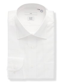 【4点で25％OFF】ワイシャツ メンズ 長袖 形態安定 ストレッチ RENU ワイドカラー 織柄 FIT ドレスシャツ ビジネスシャツ ホワイト スーツスクエア ザ・スーツカンパニー