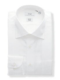 【4点で25％OFF】ワイシャツ メンズ 長袖 形態安定 ストレッチ ワイドカラー シャドーストライプ FIT ドレスシャツ メンズ ビジネスシャツ メンズ ホワイト スーツスクエア ザ・スーツカンパニー
