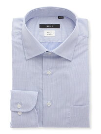 ワイシャツ メンズ 長袖 形態安定 再生繊維 ワイドカラー 織柄 BASIC ドレスシャツ ブルー スーツスクエア ザ・スーツカンパニー