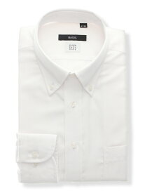 【4点で25％OFF】ワイシャツ メンズ 長袖 形態安定 再生繊維 ボタンダウンカラー 織柄 BASIC ドレスシャツ メンズ ビジネスシャツ メンズ ホワイト スーツスクエア ザ・スーツカンパニー