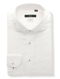 【4点で25％OFF】ワイシャツ メンズ 長袖 形態安定 形態安定 ストレッチ 3BLOCK 織柄 BASIC ドレスシャツ ホワイト 白 スーツスクエア ザ・スーツカンパニー