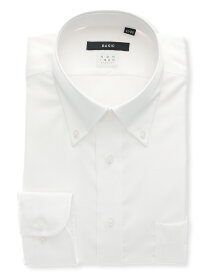 【4点で25％OFF】ワイシャツ メンズ 長袖 形態安定 ストレッチ ボタンダウンカラー 織柄 BASIC ドレスシャツ ビジネスシャツ ホワイト 白 スーツスクエア ザ・スーツカンパニー