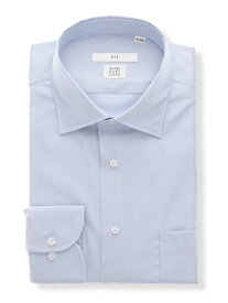 【4点で25％OFF】ワイシャツ メンズ 長袖 形態安定 ワイドカラー 織柄 FIT ドレスシャツ ブルー スーツスクエア ザ・スーツカンパニー