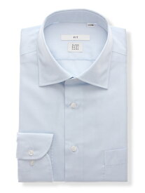 【4点で25％OFF】ワイシャツ メンズ 長袖 形態安定 再生繊維 ワイドカラー 織柄 FIT ドレスシャツ ビジネスシャツ サックスブルー スーツスクエア ザ・スーツカンパニー