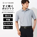 ビズポロシャツ ポロシャツ メンズ 半袖 ジャージー ホリゾンタルカラー ストライプ ネイビー 紺 スーツスクエア ザ・スーツカンパニーノーアイロン ノンアイロン ノータイ クールビズ イージーケア 形態安定 ビジネス フォーマル カジュアル オフィスカジュアル 春 夏