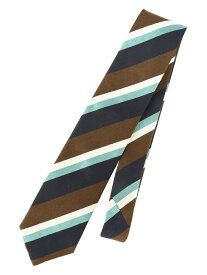 ネクタイ メンズ Fabric by ITALY シルクコットン ストライプ×織柄 ブラウン系 スーツスクエア ザ・スーツカンパニー