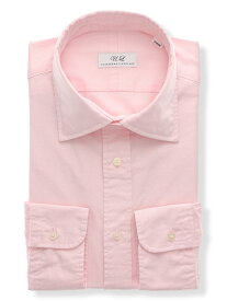 【4点で35％OFF】色褪せないデニムシャツ メンズ 長袖 ワイドカラー 無地 BASIC ドレスシャツ ピンク スーツスクエア ザ・スーツカンパニー