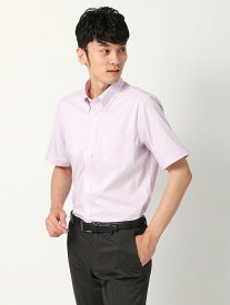 【4点で35％OFF】ワイシャツ メンズ 半袖 形態安定 COOL MAX ボタンダウンカラー 織柄 FIT ドレスシャツ ピンク ザ・スーツカンパニー
