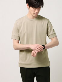 Tシャツ メンズ クルーネック ウォッシャブル 洗える ストレッチ 接触冷感 クールフライス COMMUTECH ベージュ スーツスクエア
