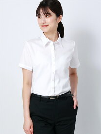 レギュラーカラーシャツ レディース 半袖 ノンアイロンマックス 無地 destyle Blouse ホワイト ホワイト・ザ・スーツカンパニー スーツスクエア