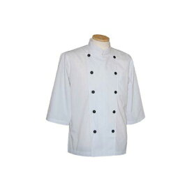 コックコート七分袖 白X黒ボタン（コック服 厨房服 調理着 白衣着ユニフォーム）男女兼用S〜LL　全8色 B-202