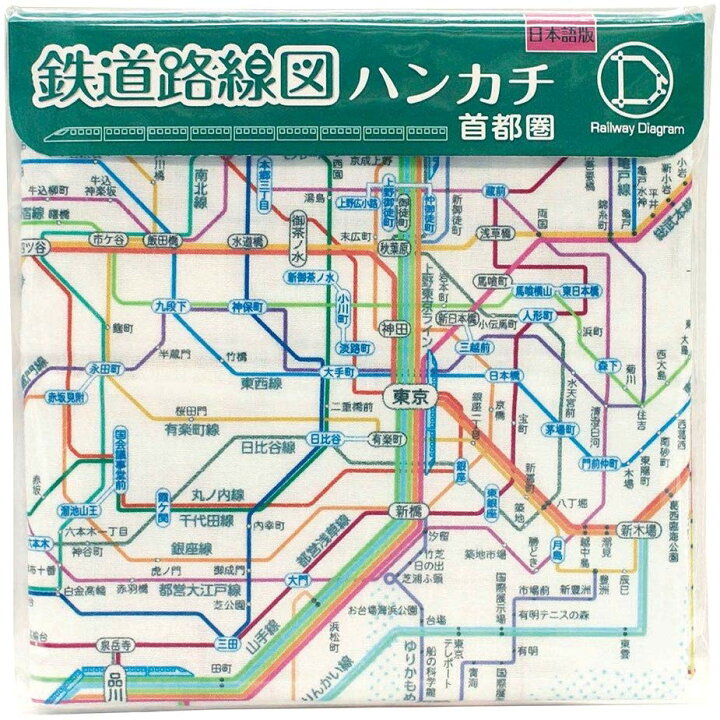 楽天市場 東京カートグラフィック 鉄道路線図 ハンカチ 全3種 おしゃれ 雑貨 電車 駅 鉄道 日本製 プレゼント 綿100 The Wind