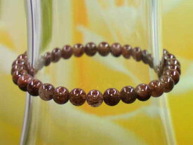 パワーストーンブレスレット 「フリーサイズ」ブラウンルチルクオーツ丸玉6mm No.2